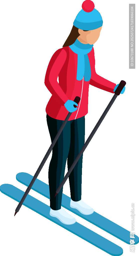 女子戶外滑雪英姿