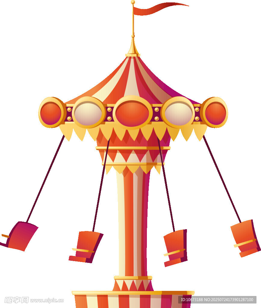 旋轉(zhuǎn)飛椅游樂設(shè)施插畫