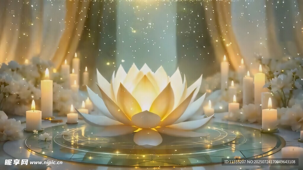 夢(mèng)幻發(fā)光蓮花燭臺(tái)場(chǎng)景