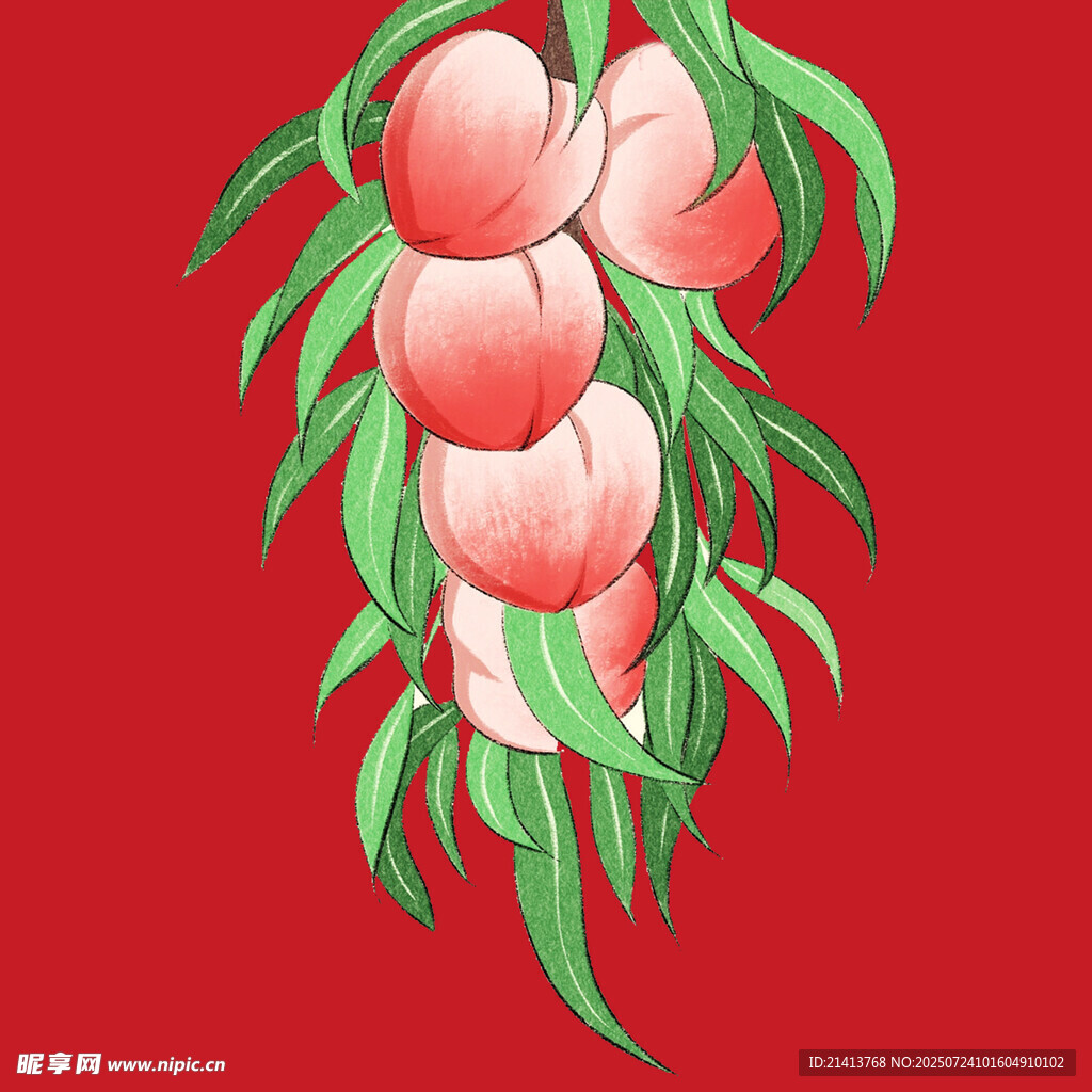 枝頭鮮桃圖
