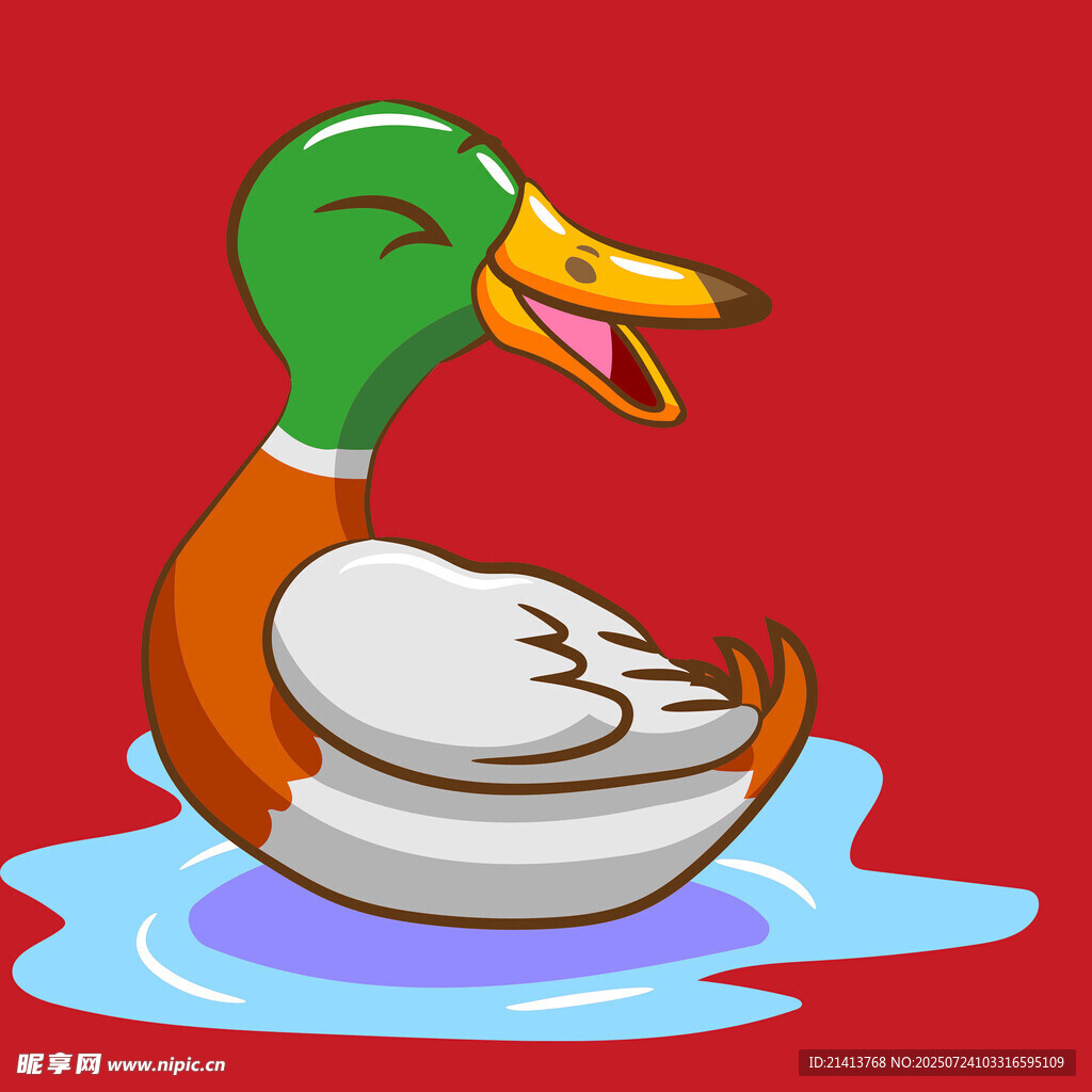 卡通鴨子在水中嬉戲