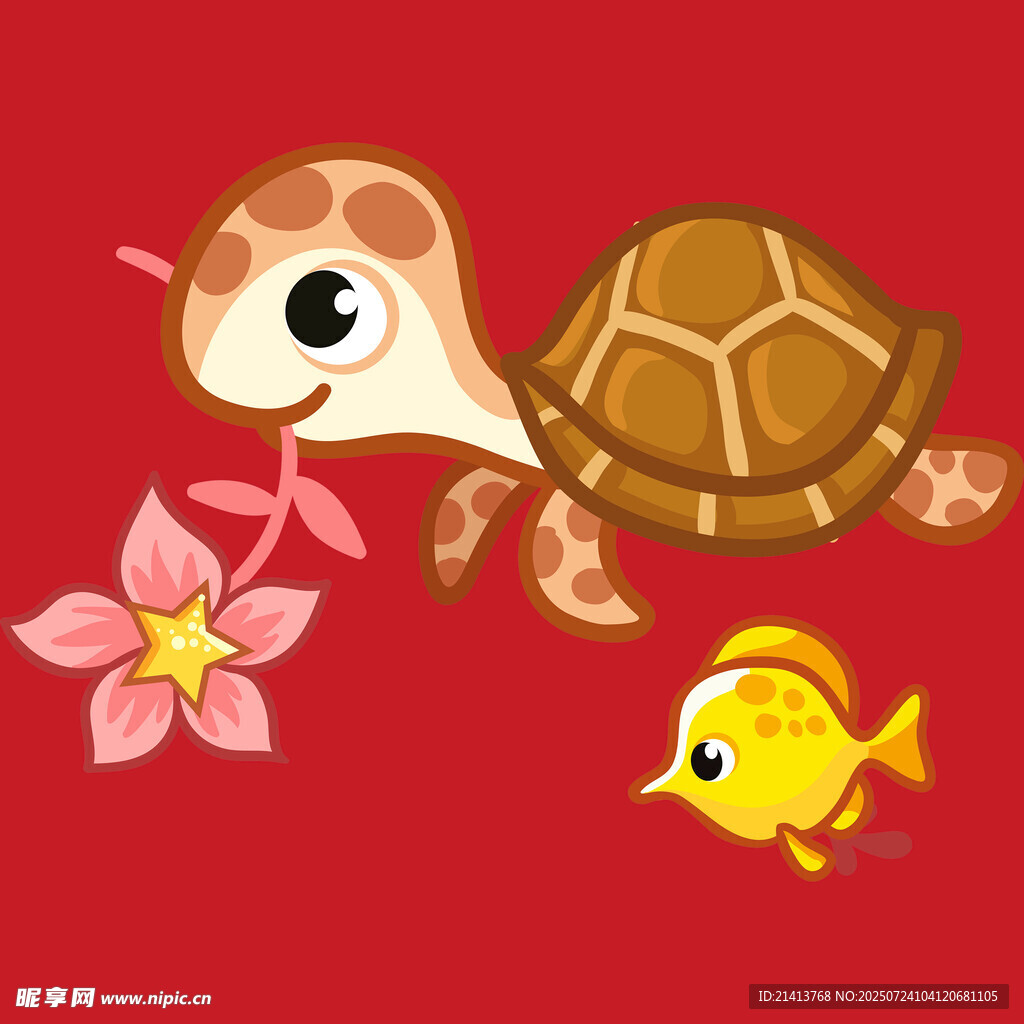 紅色背景的動物插畫