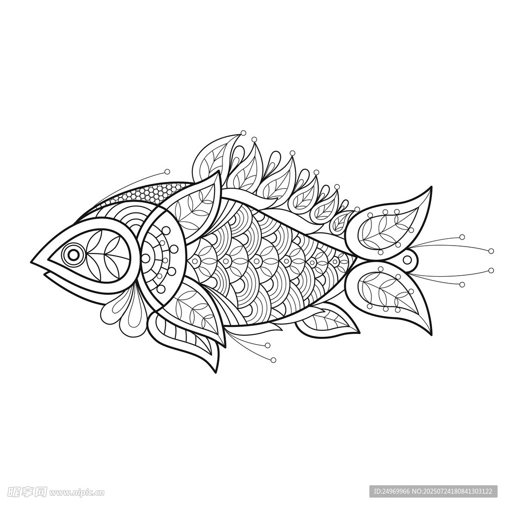 手繪裝飾魚圖案設(shè)計