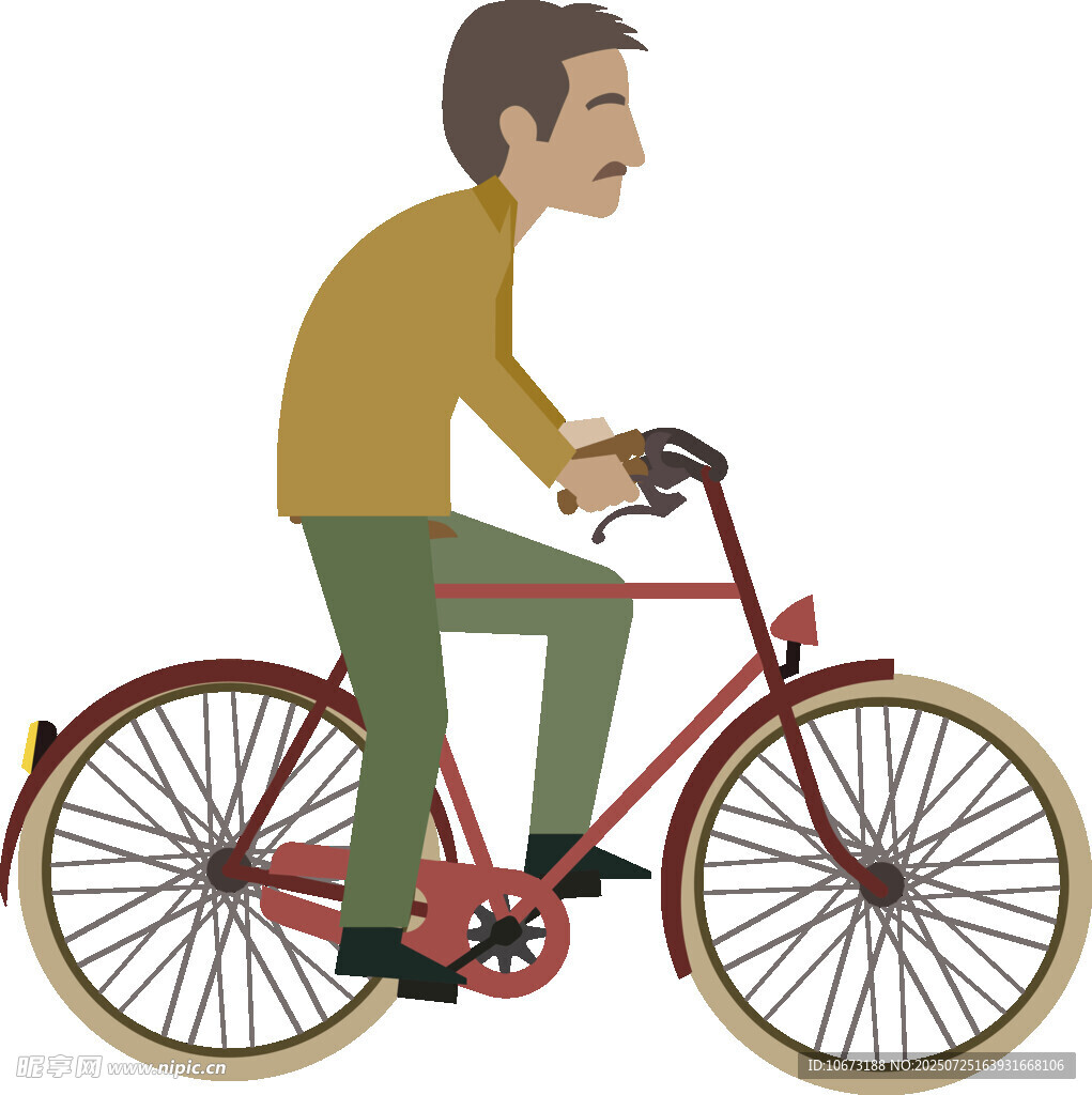 男子騎行復(fù)古自行車