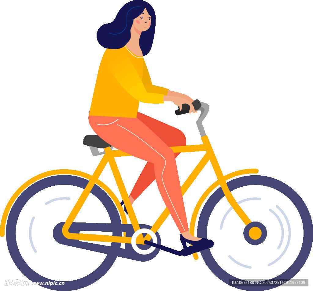 女子騎行黃色自行車