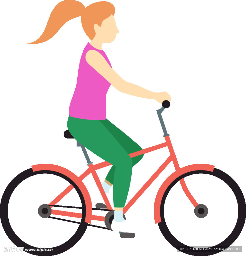 女子騎行自行車