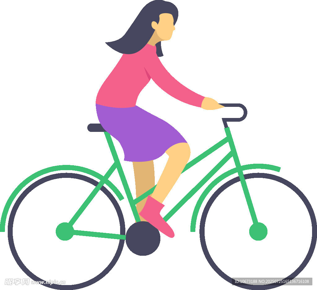 女子騎行綠色自行車(chē)