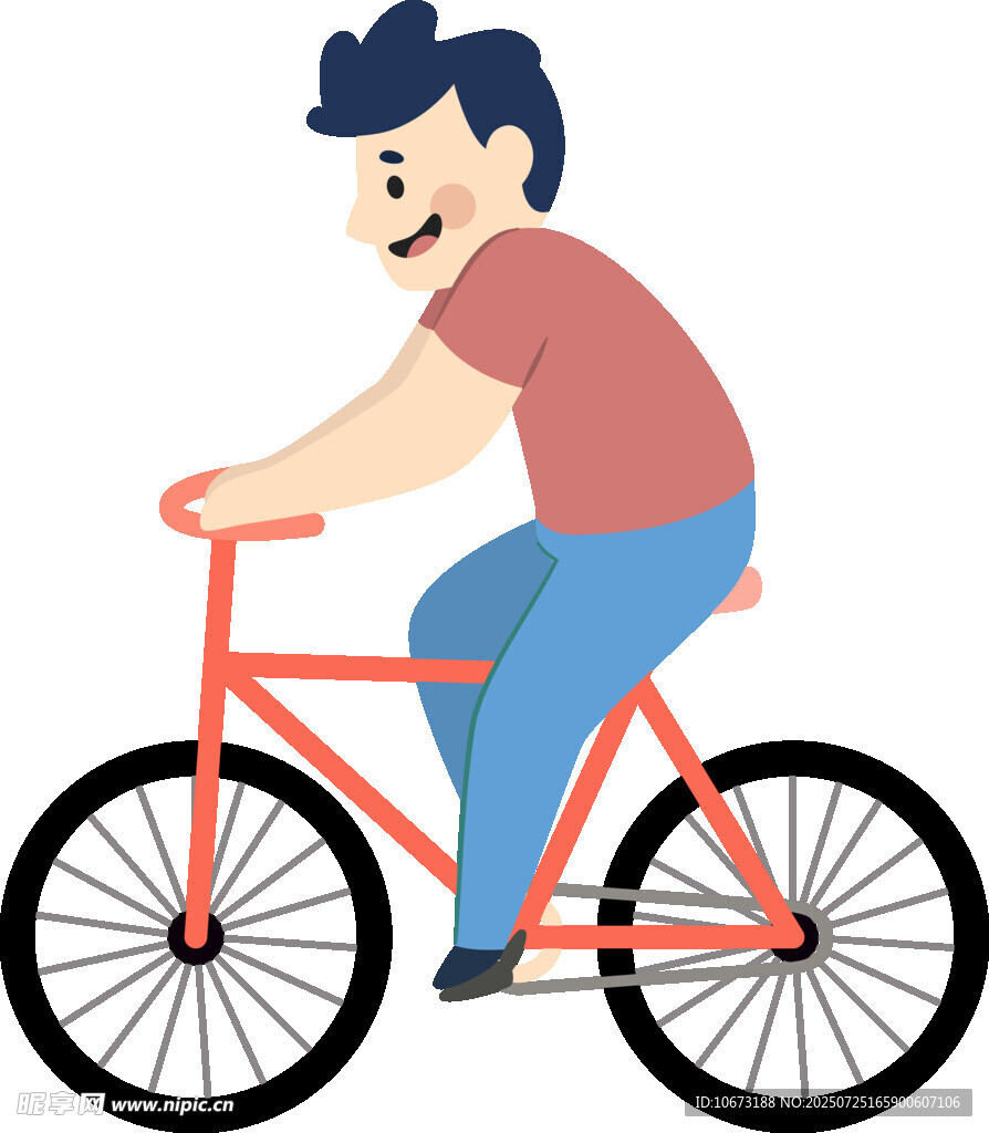 男子騎行紅色自行車
