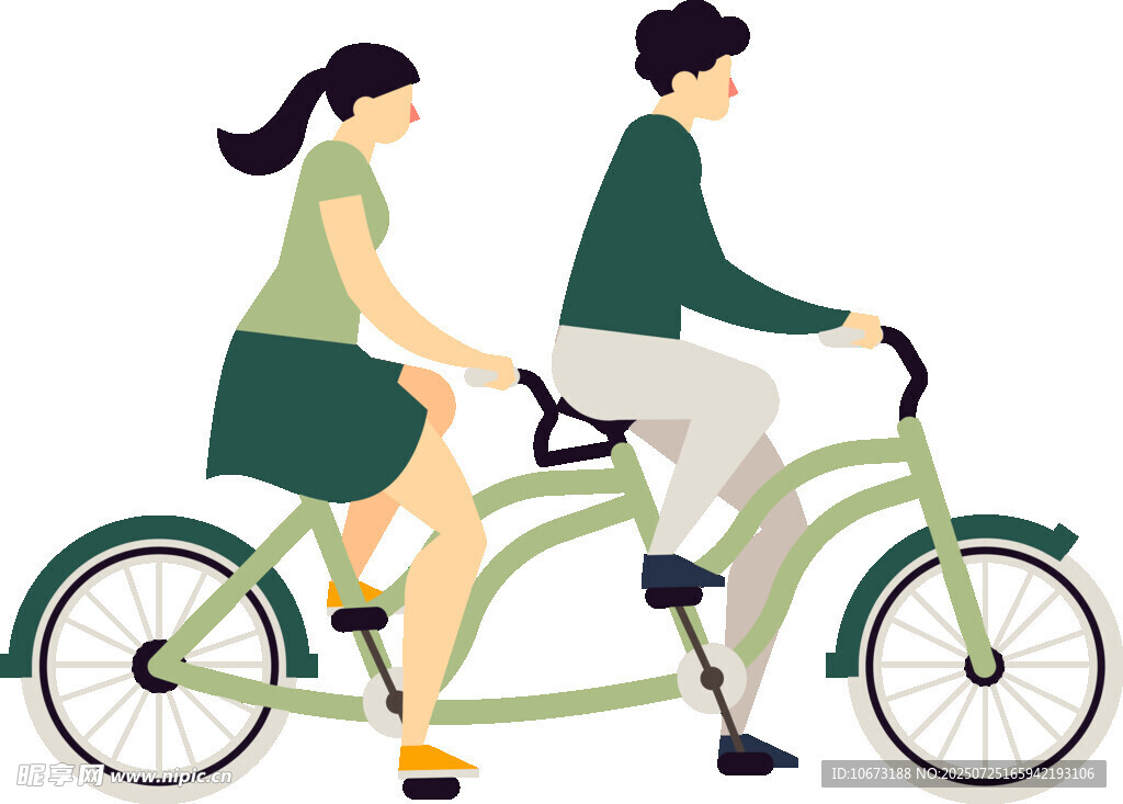 情侶共騎雙人自行車