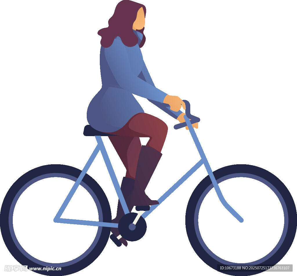 女子騎行藍(lán)色自行車