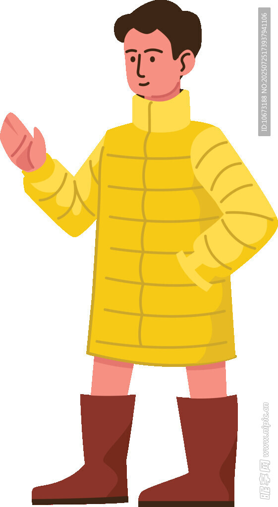 穿黃色羽絨服的男子