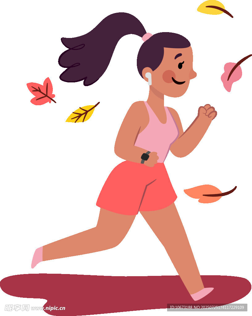 女孩秋日歡快跑步