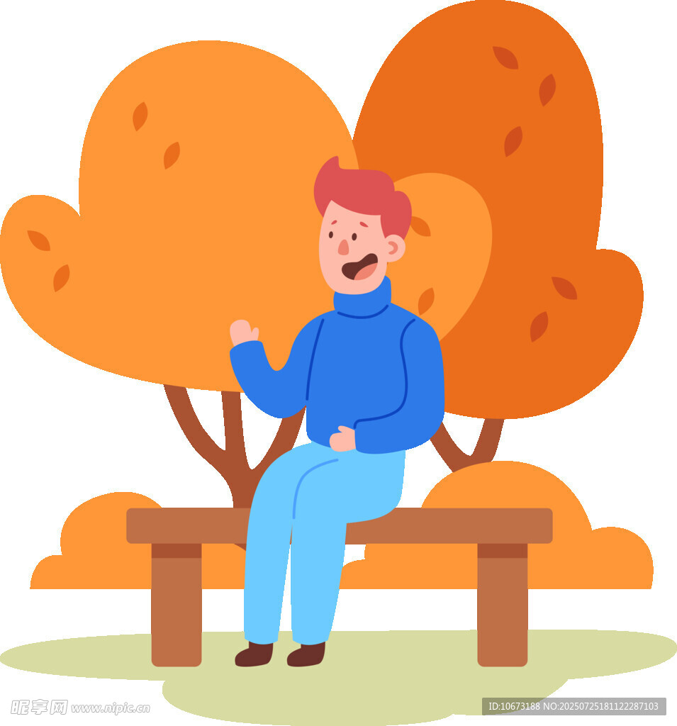 秋日長(zhǎng)椅上的休閑男子