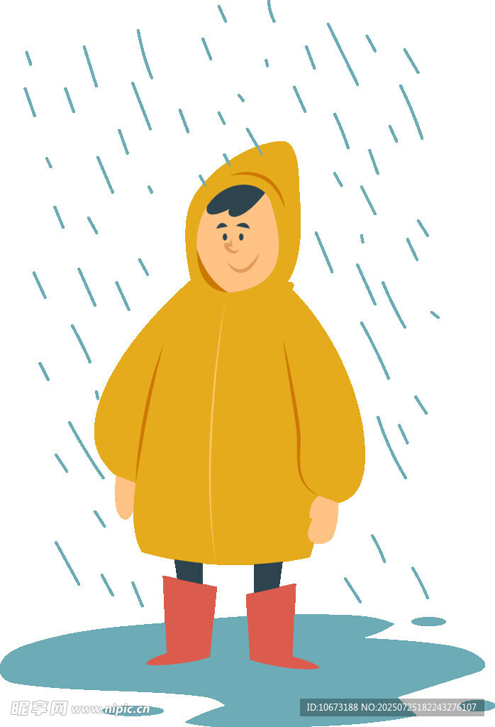 雨中穿雨衣雨靴的人