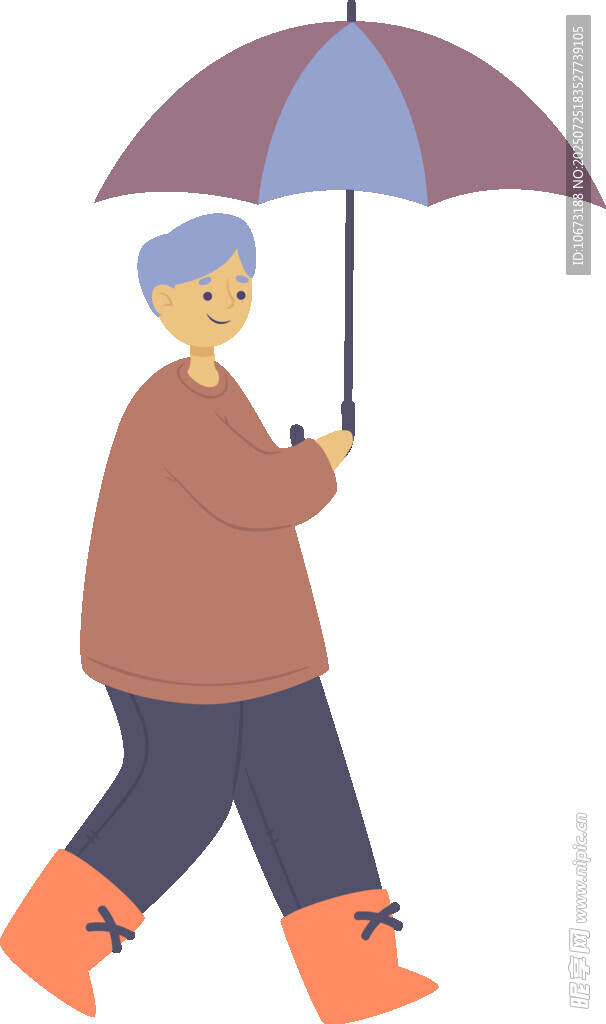 撐傘穿雨靴行走的人