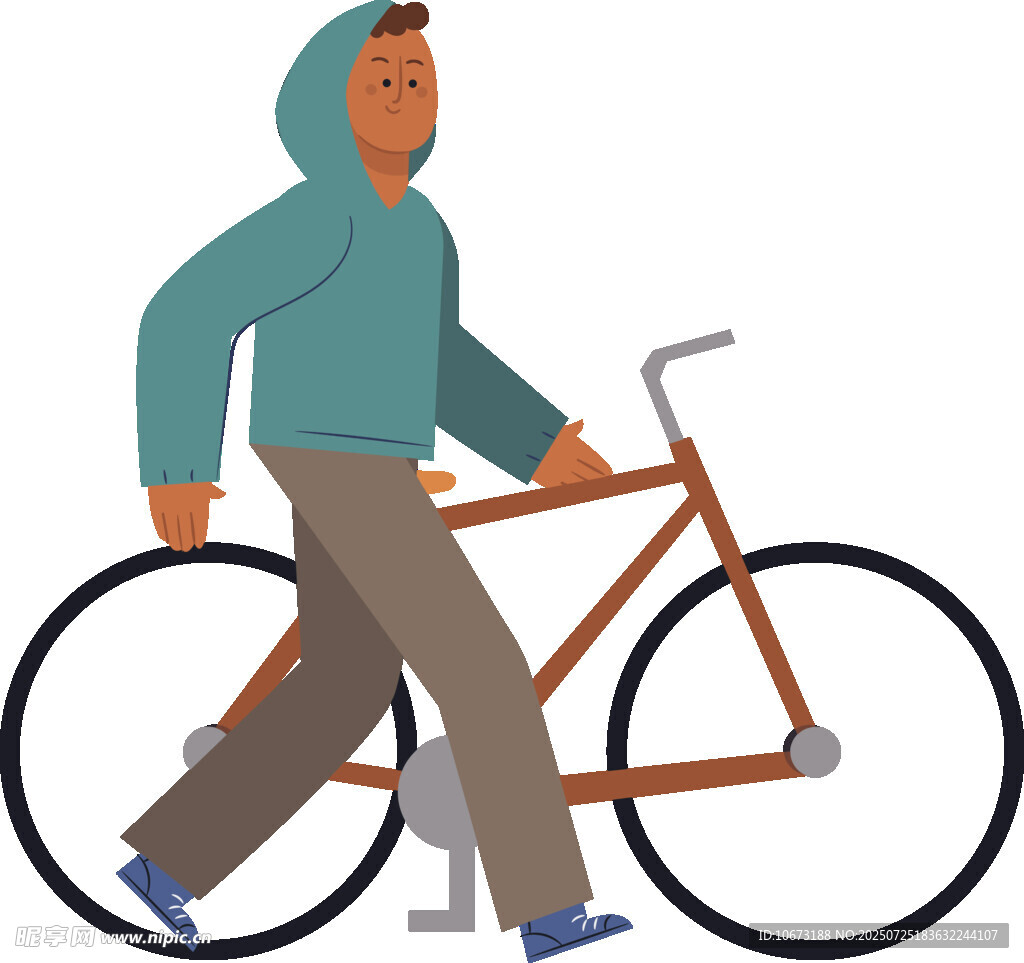 男子推自行車(chē)出行
