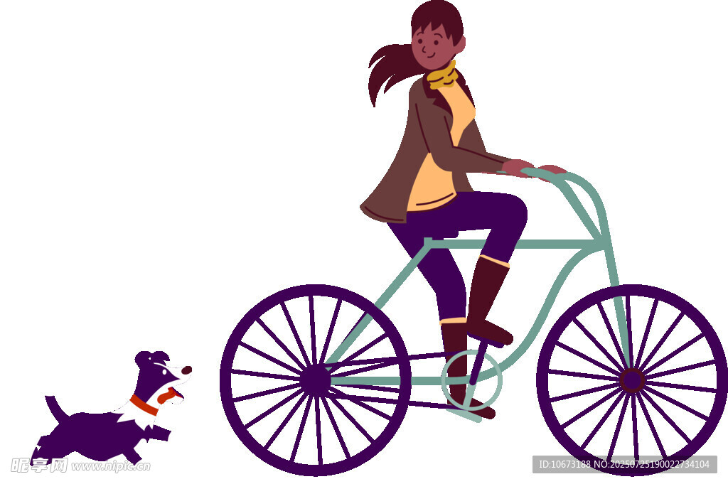 女子騎車與小狗相伴