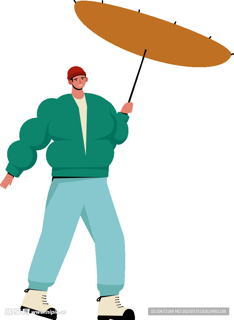 撐傘行走的時(shí)尚男子
