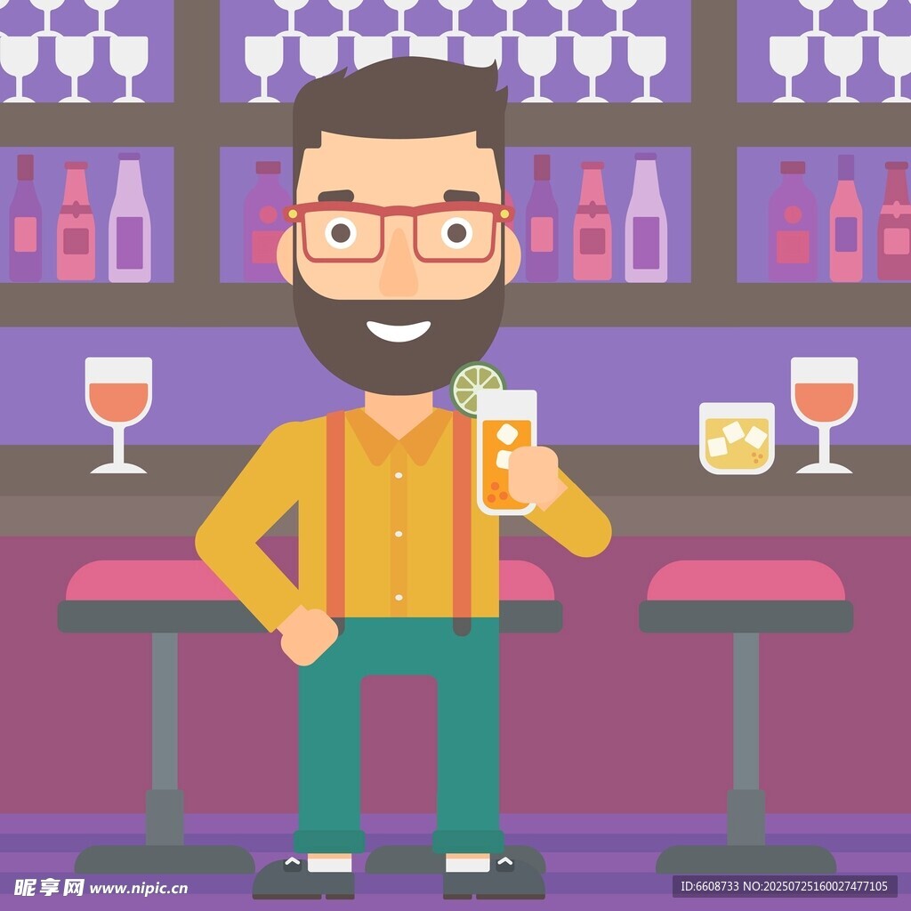酒吧中的男士手持啤酒