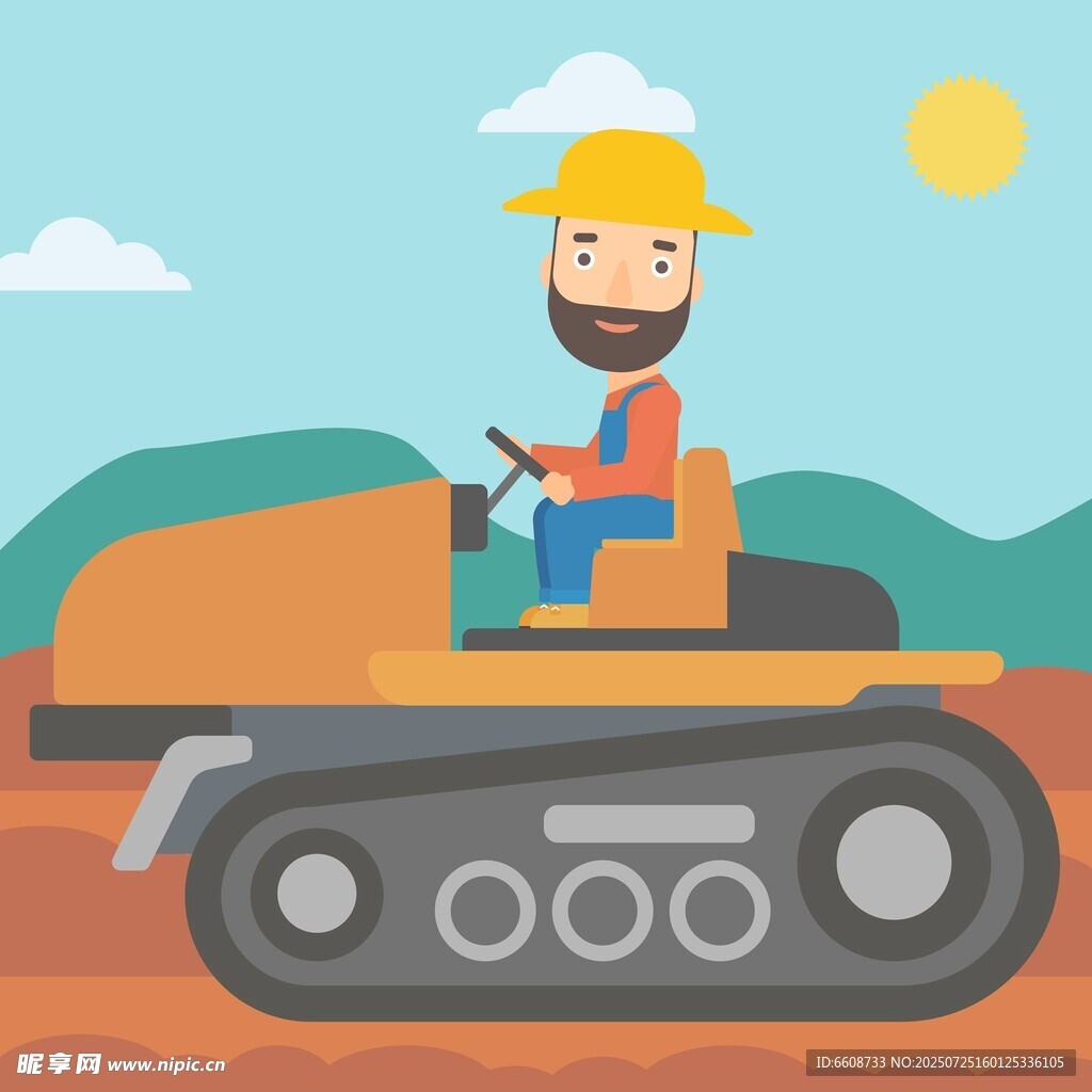 駕駛履帶車的工人