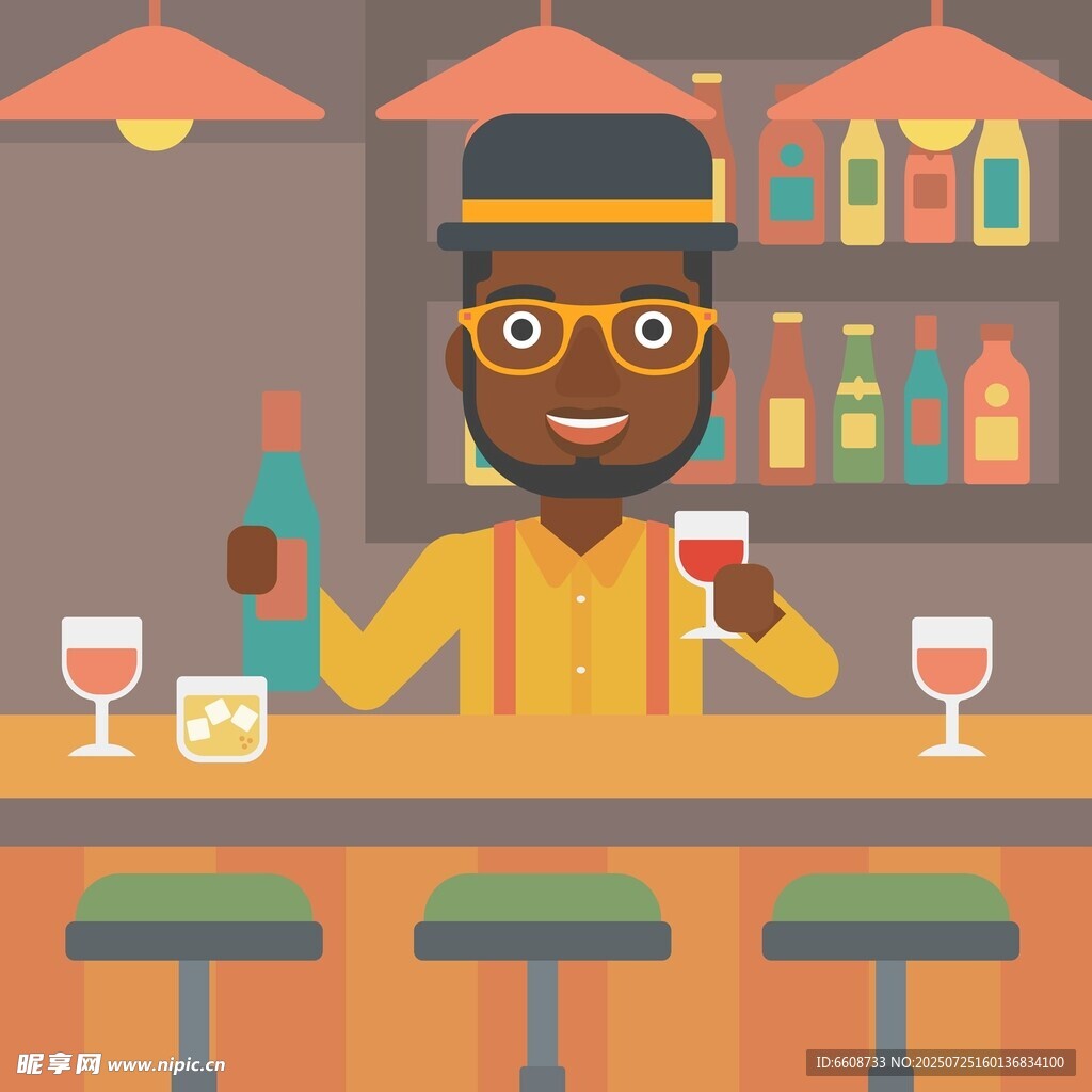 酒吧中的歡樂(lè)調(diào)酒師