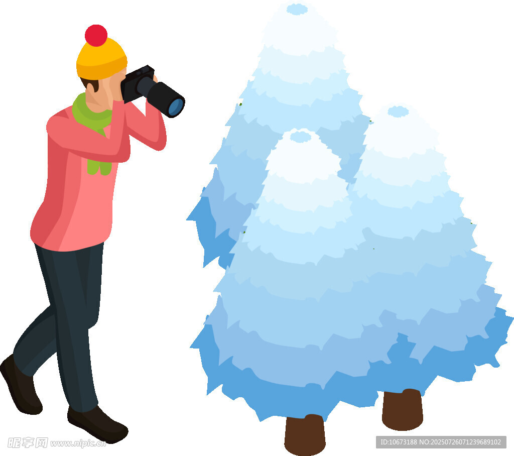 攝影師拍攝冬日雪覆樹木
