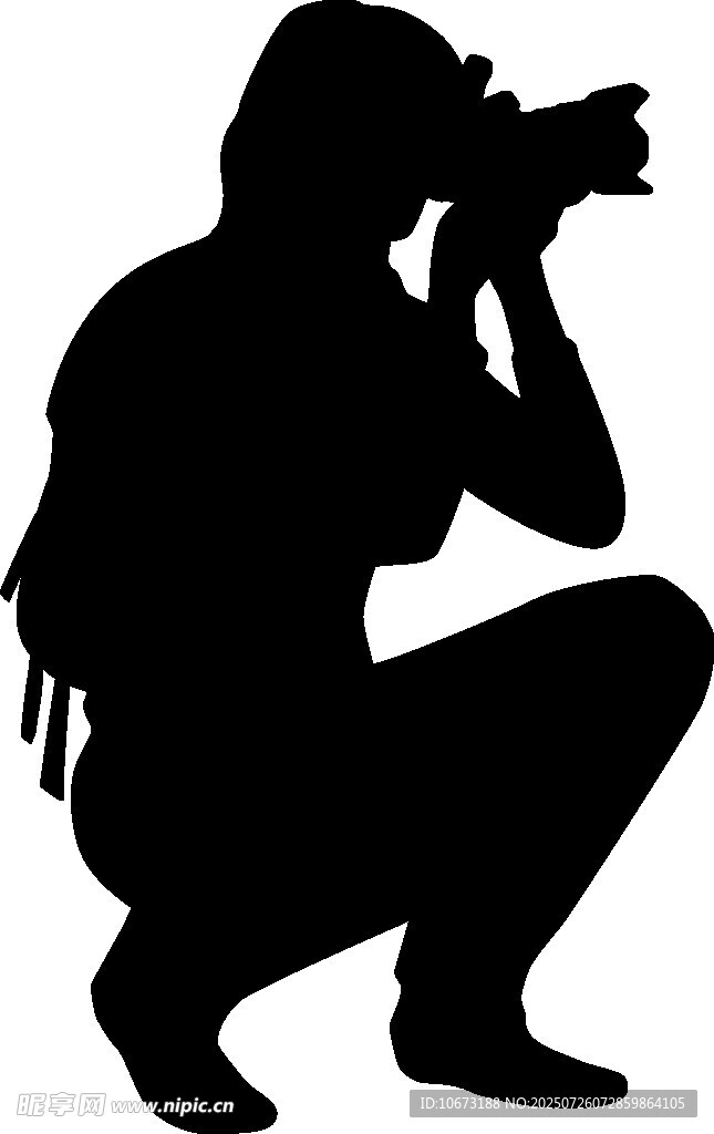 攝影師蹲姿拍攝剪影