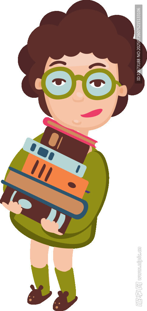女孩懷抱一摞多彩書籍