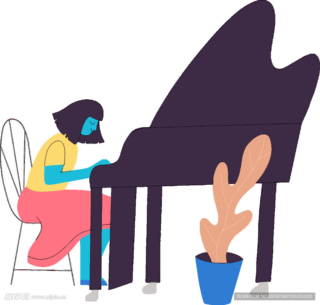 女孩專注彈奏黑色鋼琴