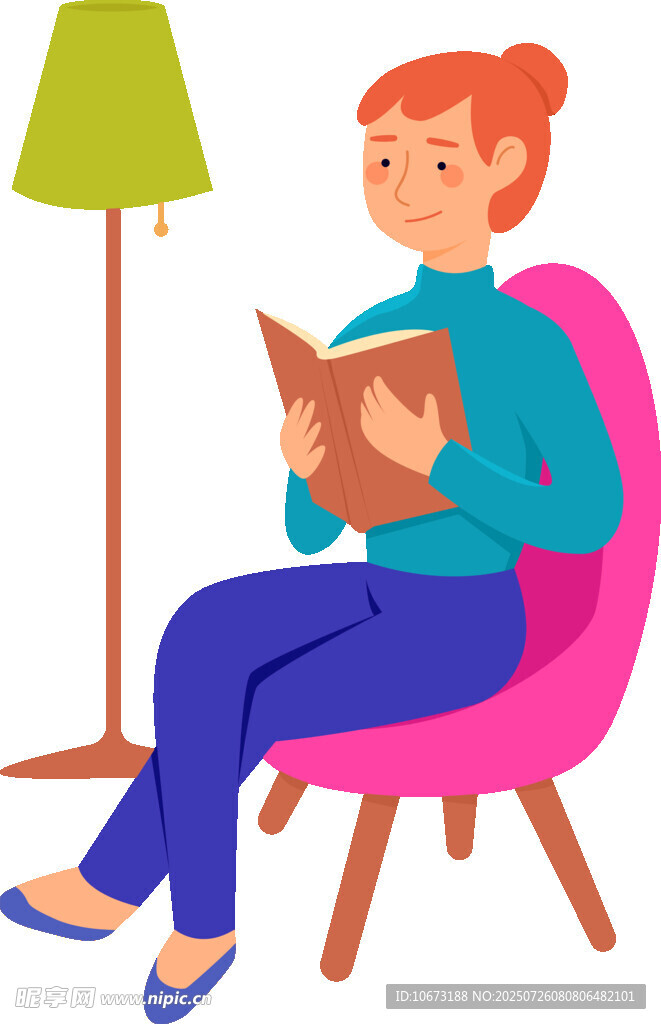 女子坐椅燈下愜意讀書
