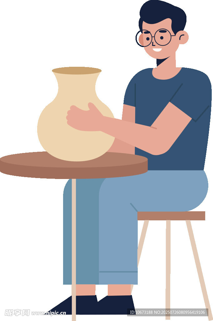 陶藝師專注制作陶罐