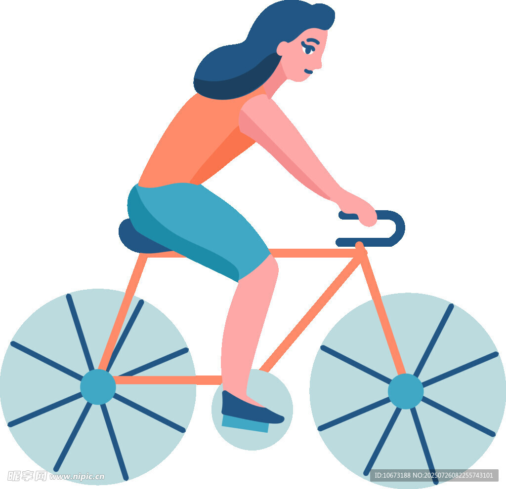 女子騎行自行車插畫