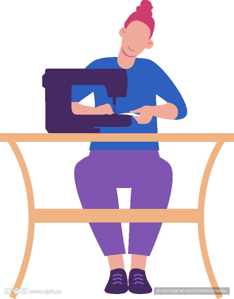 女子專注使用縫紉機(jī)