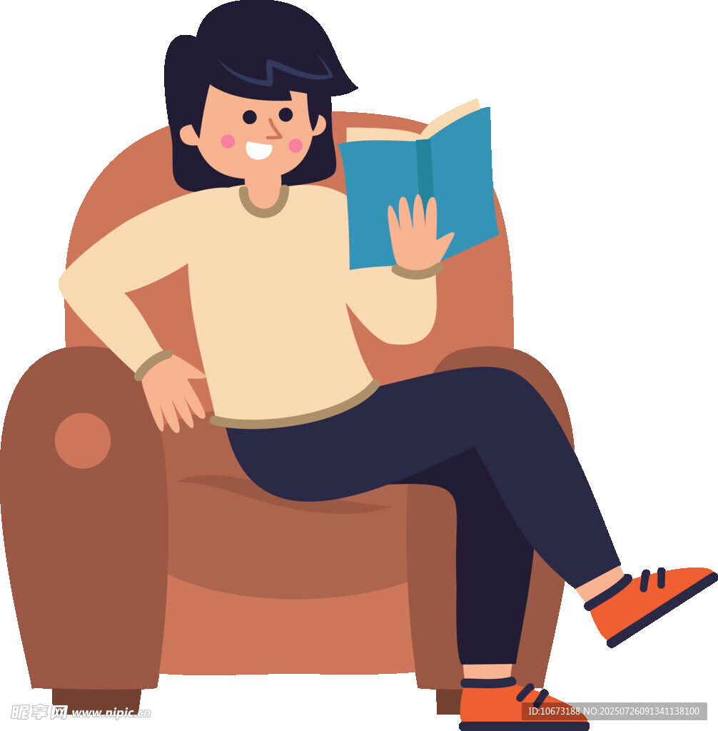 女孩愜意地在沙發(fā)上讀書