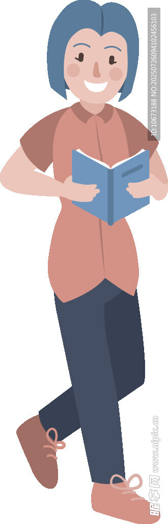 女孩開(kāi)心捧書(shū)邁步