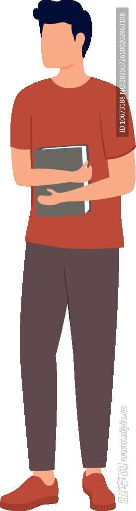 手持書本的紅衣男士