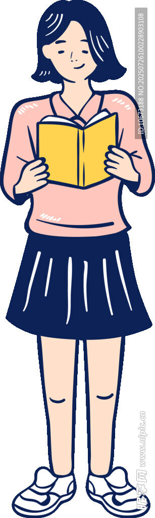 女孩專注閱讀青春模樣