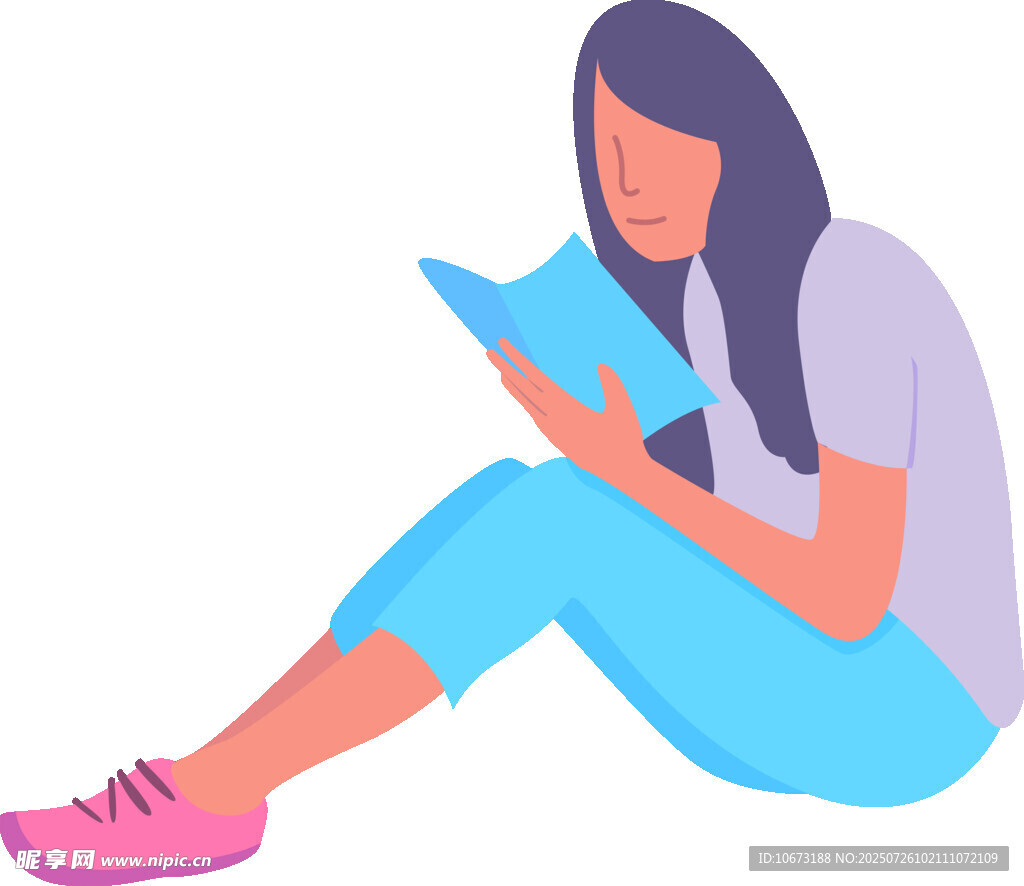 坐著讀書的女孩