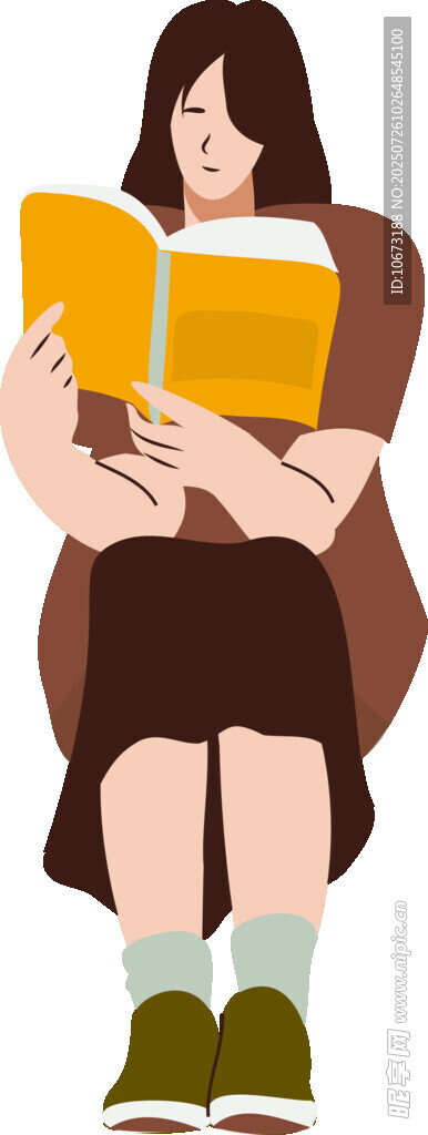 女孩專注閱讀書籍