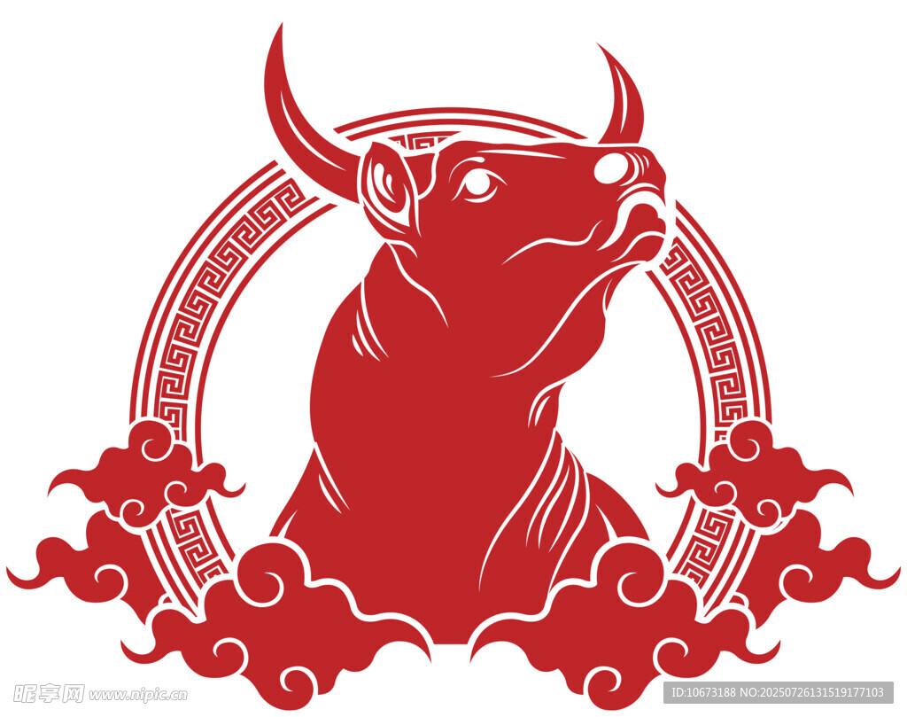 牛年剪紙風(fēng)牛形象圖案