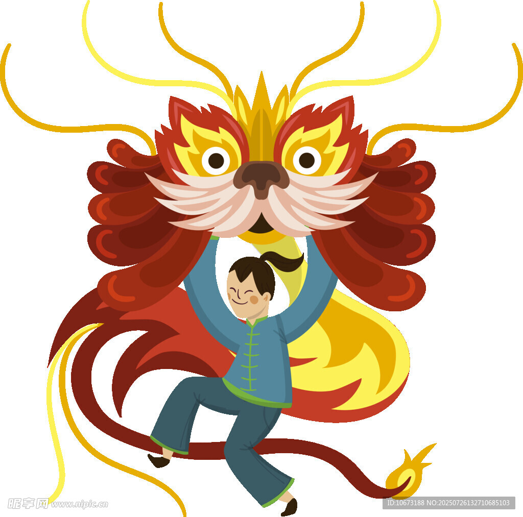 男子舞動(dòng)威風(fēng)凜凜中國龍