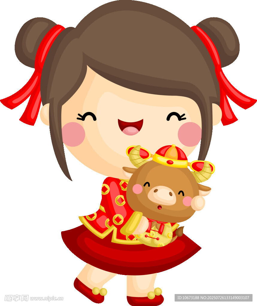 紅衣女孩抱金虎賀歲
