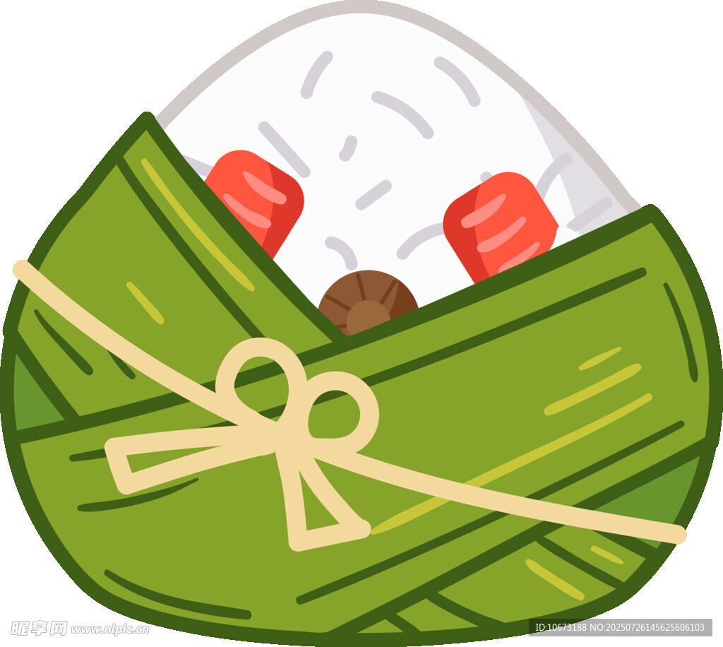 卡通風(fēng)格粽葉包裹的飯團(tuán)