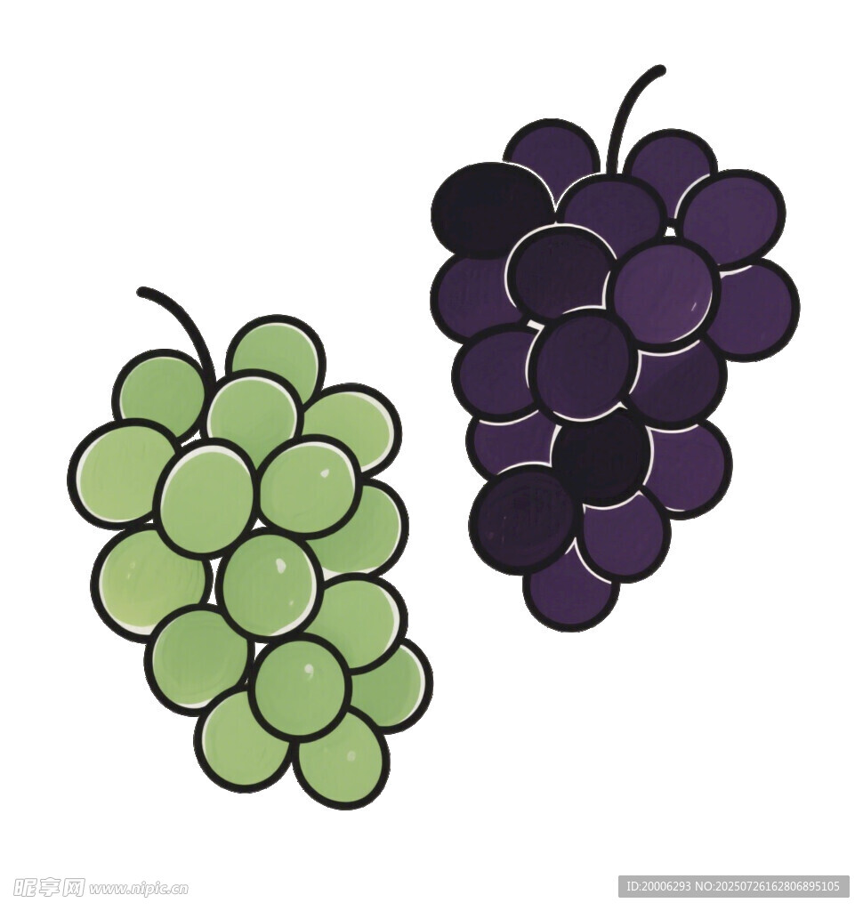 兩串葡萄插畫 簡筆畫