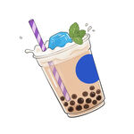 卡通風(fēng)格珍珠奶茶插畫