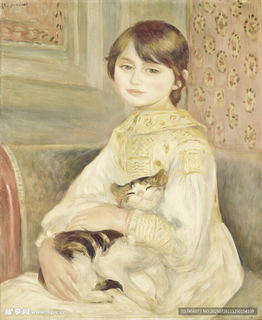 懷抱貓咪的優(yōu)雅少女