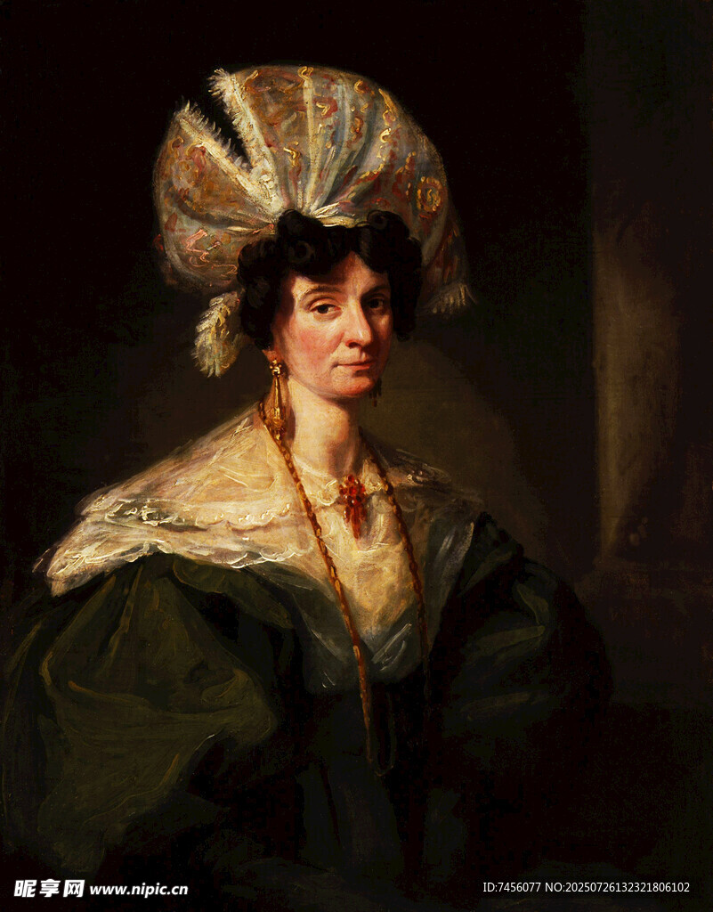 復(fù)古裝扮女士肖像畫