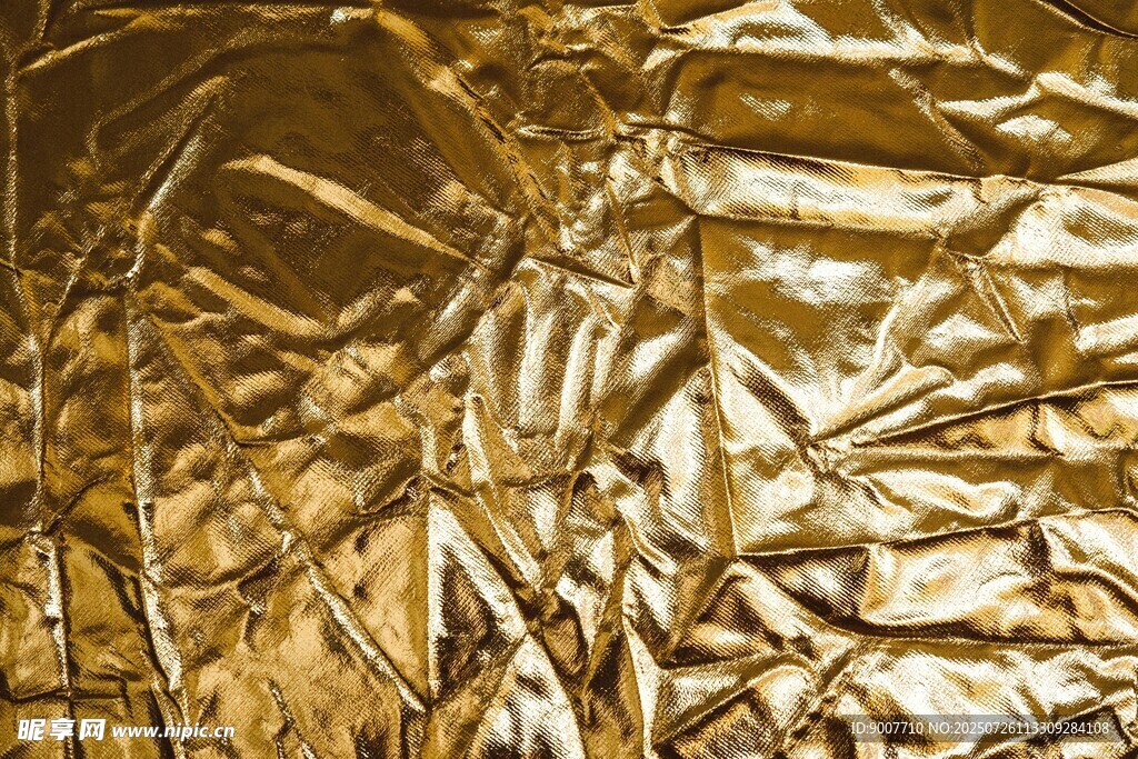 金色褶皺金屬箔紋理