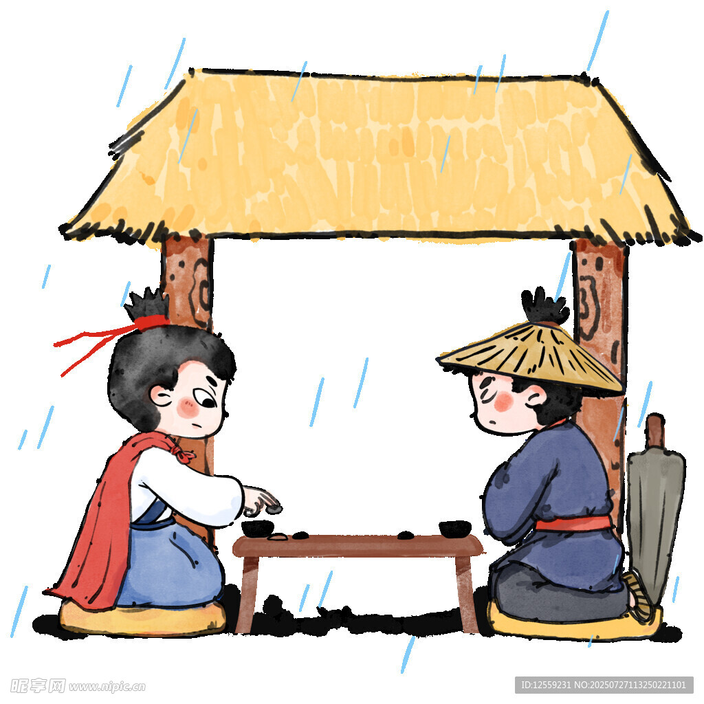 古人亭中對弈