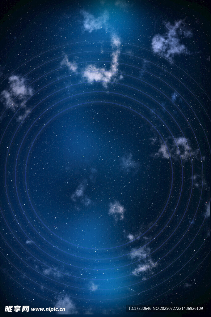 藍(lán)色星空下的環(huán)形宇宙景觀